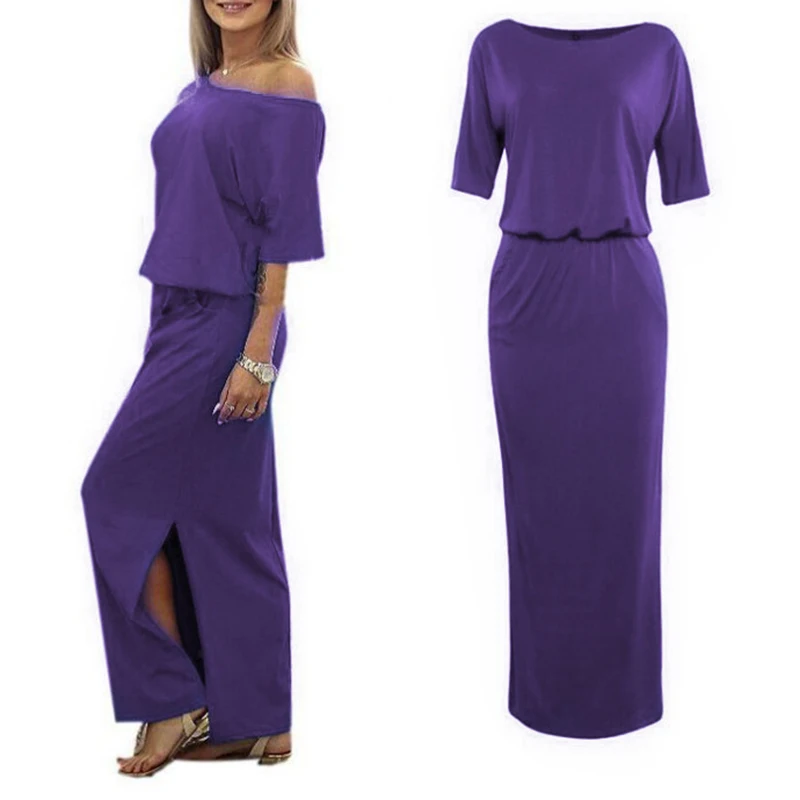 Повседневное летнее платье женские элегантные пляжные платья длинное с разрезом