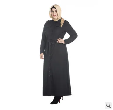 Женское платье с длинным рукавом Abaya черное мусульманское модель HJ439 большого