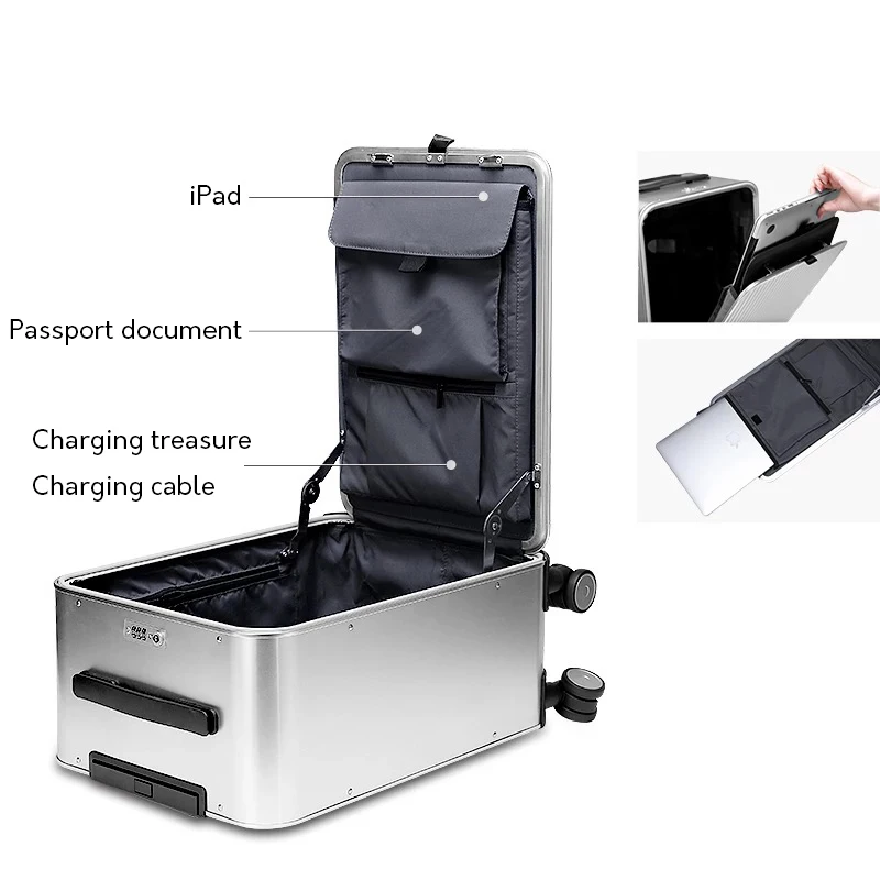 GraspDream 100% All Aluminum side open rolling luggage business luxury computer suitcase TSA password trolley case 16/20/24 inch | Багаж и