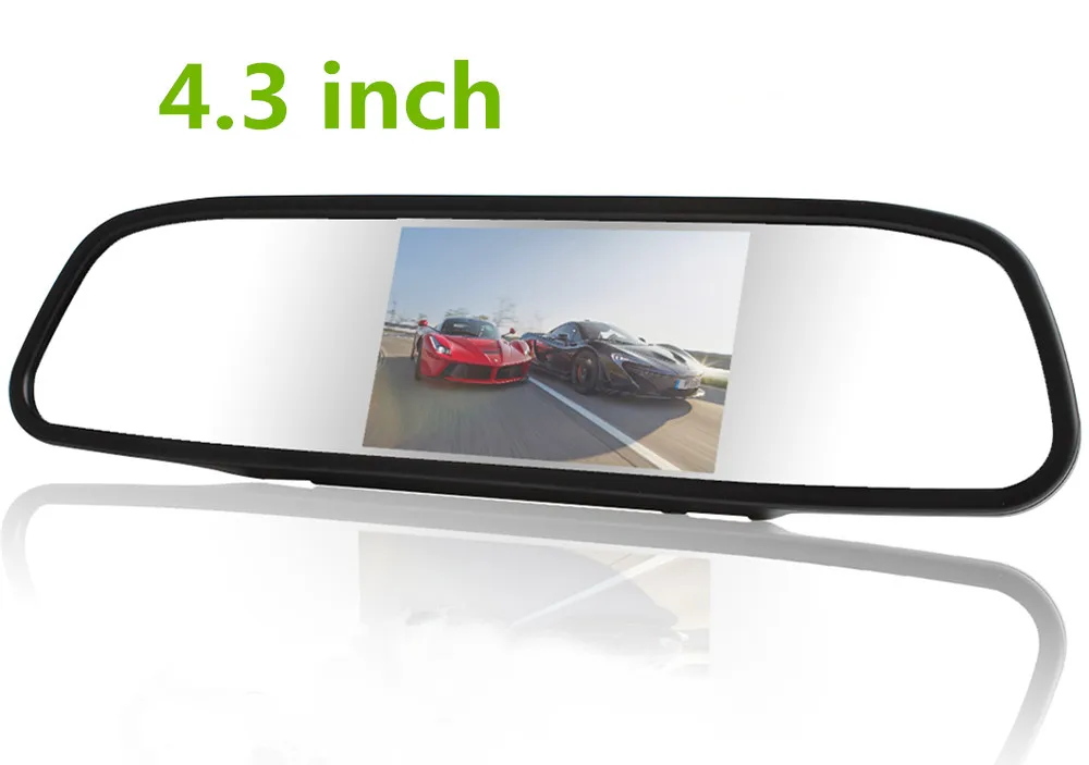 Реверсивный парковочный монитор 4,3 дюймов TFT lcd цветной экран автомобильный монитор зеркало заднего вида, камера заднего вида опционально