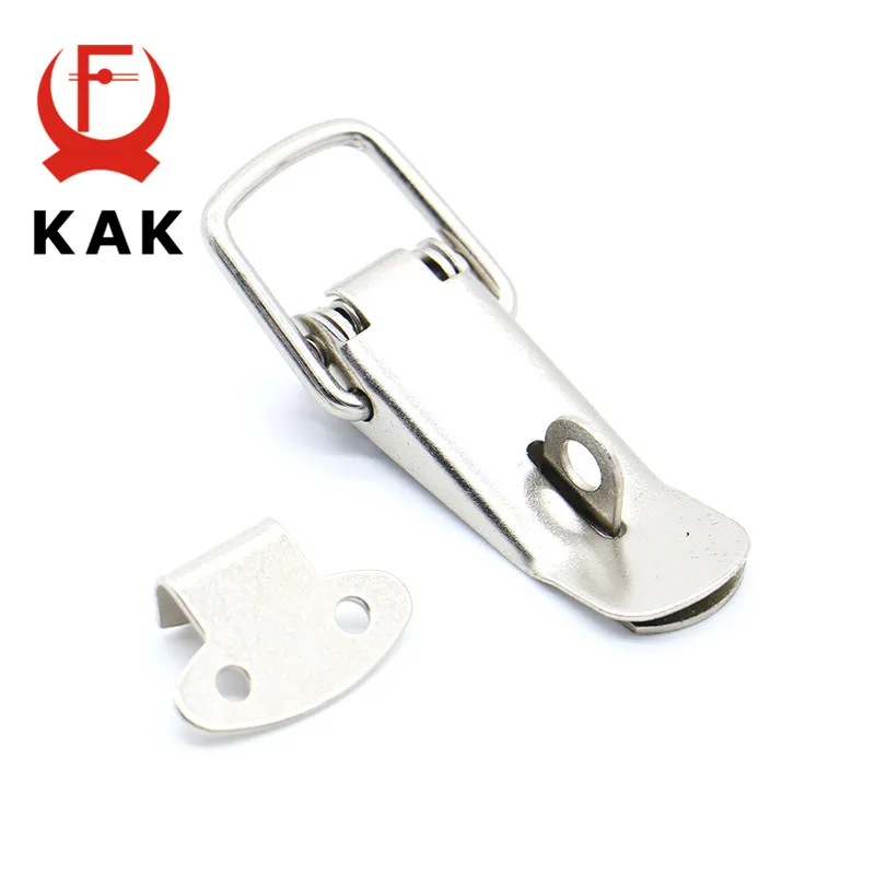 

4PC KAK-J106 Cabinet Box Locks Spring Loaded Latch Catch Toggle 27*63 Iron Hasps For Sliding Door Window Furniture Hardware