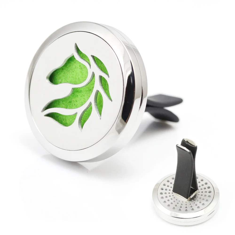 

30mm Stainless Steel Horse Design Essential Oil Diffuser Stainless Steel Locket Air Freshener with Vent Clip