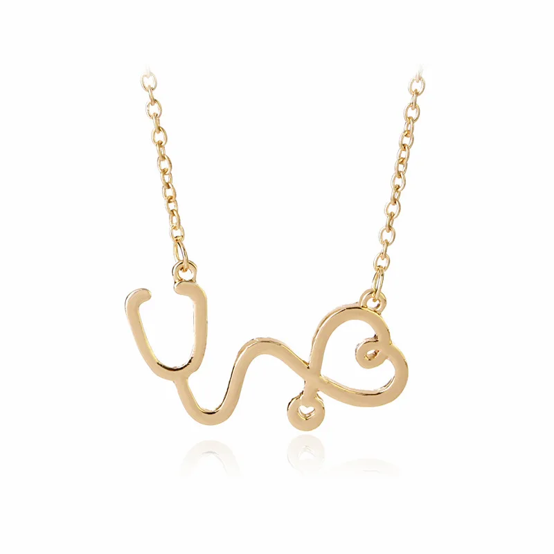 Ожерелье в виде стетоскопа кулон 3 цвета розовый Золотой Серебряный новейшее