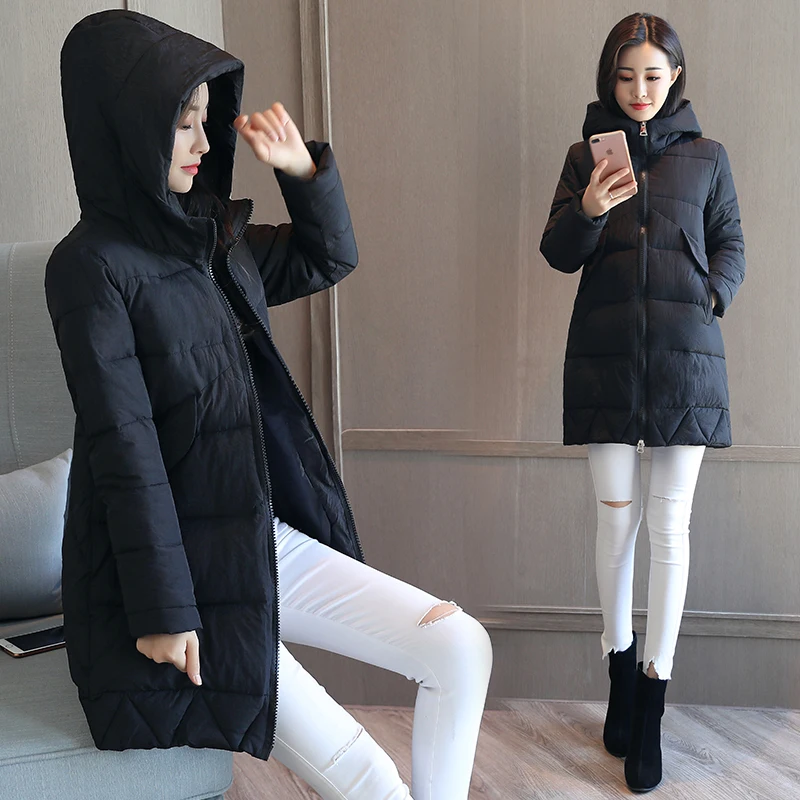 Brieuces Winter Coat Women 2018 New Wadded Jacket Solid Color Hooded Thick Warm Parkas Cotton Padded Outwear | Женская одежда