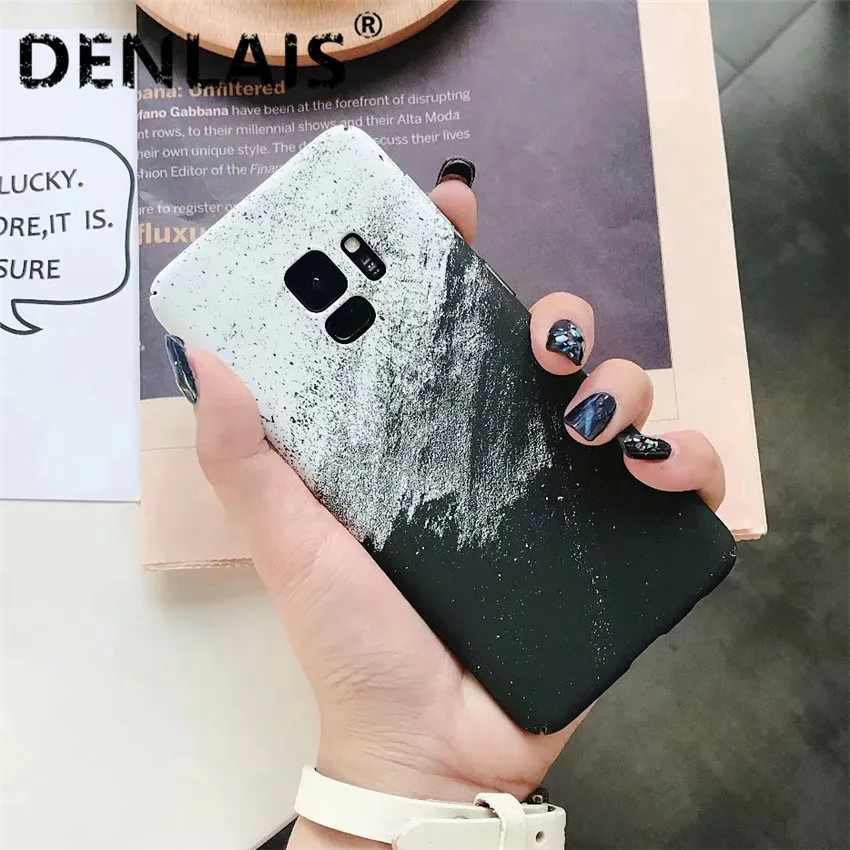 Fashion Gradient Black White Marble Case For Samsung Galaxy S8 S9plus Thin Matte Hard Phone S7 S7edge S8plus S9 |