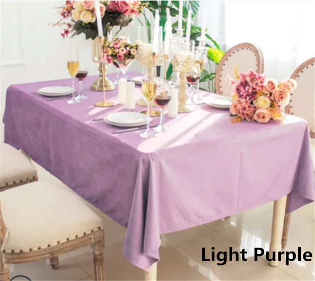 Light Purple Романтическая скатерть ярких цветов, роскошная однотонная бархатная Рождественская скатерть с кисточками Toalha De Mesa, королевская скатерть для обеденного стола - Цвет: Light Purple