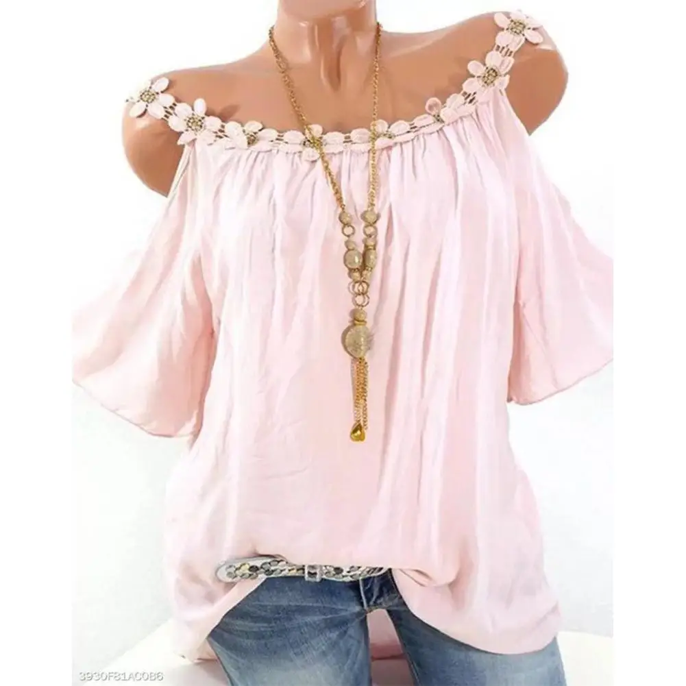 Yiwa Women Shirts Fashion Sling Tops Off Shoulder Flower Solid Color Casual sexy Soft stretchy breathable | Женская одежда