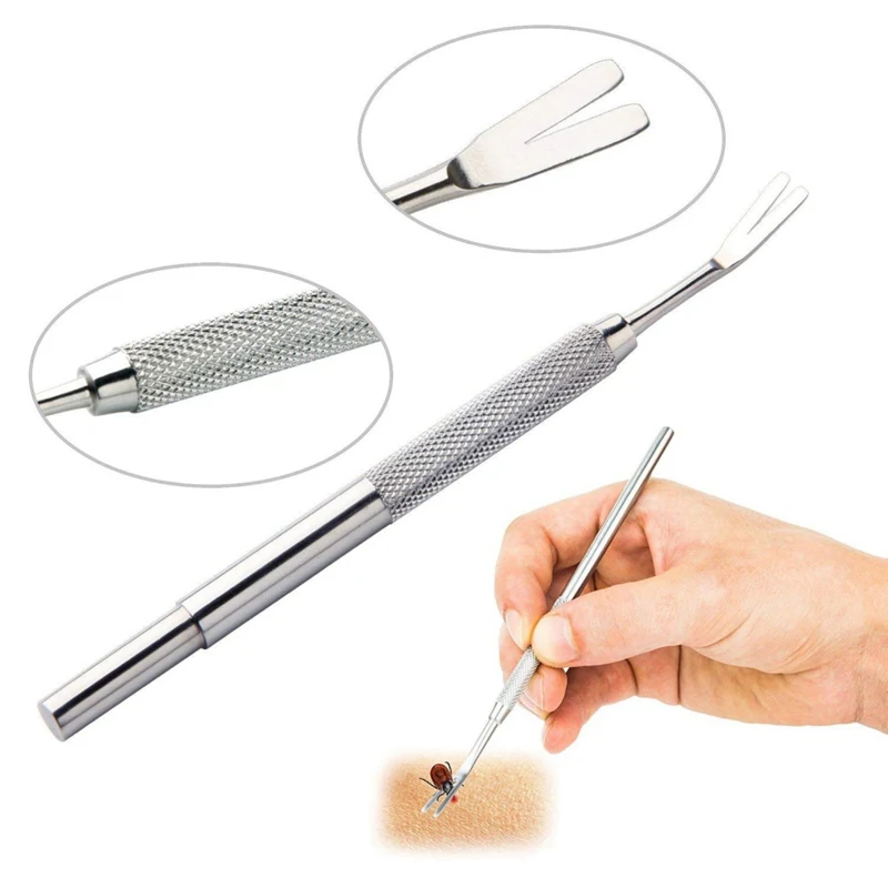 

2 in 1 Pet Dog Flea Treatment Tick Removal Hand Tool Set Multi-functional Fork Tweezers Clip Dog Cat Treatment Gadgets