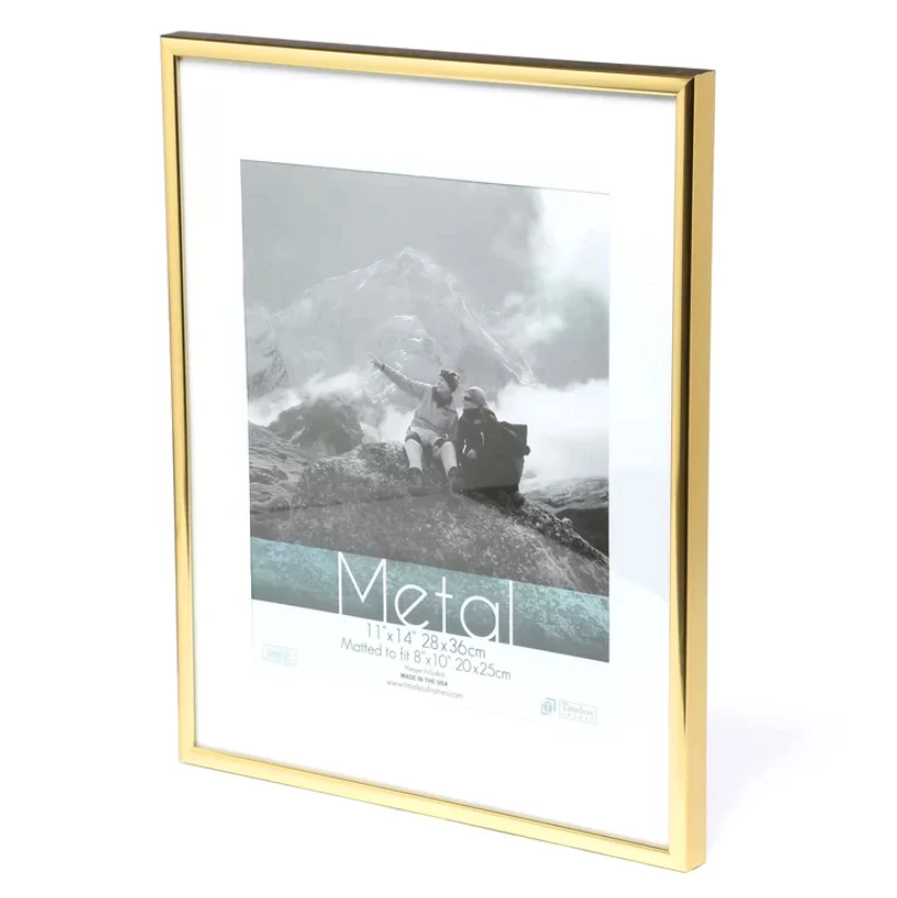 Golden photo frame Металлическая рамка для картин, Классическая Минималистичная настольная фоторамка, 9x13 13x18 21x30 см, внутри Pleixglass, рамка сертификата - Цвет: Golden photo frame
