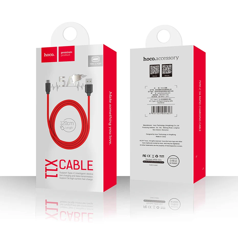 HOCO 5A зарядный кабель usb type C Оригинальное быстрое зарядное устройство для