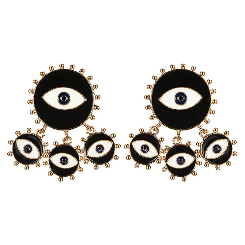 Женские модные серьги SRCOI черного цвета большие эффектные в стиле панк масляные