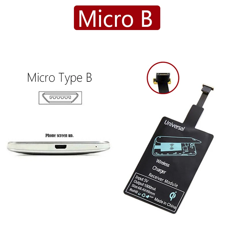 Micro B Local chip Приемник Беспроводное зарядное устройство Android универсальный Qi Стандартный Micro type-C зарядный приемник для iPhone 5 SE 6 7 Plus беспроводной адаптер - Тип штекера: Micro B Local chip