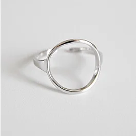 Silver Hollow circle Геометрическая форма 925 пробы Серебряное кольцо для женщин обручальные кольца ювелирные изделия - Цвет камня: Silver Hollow circle