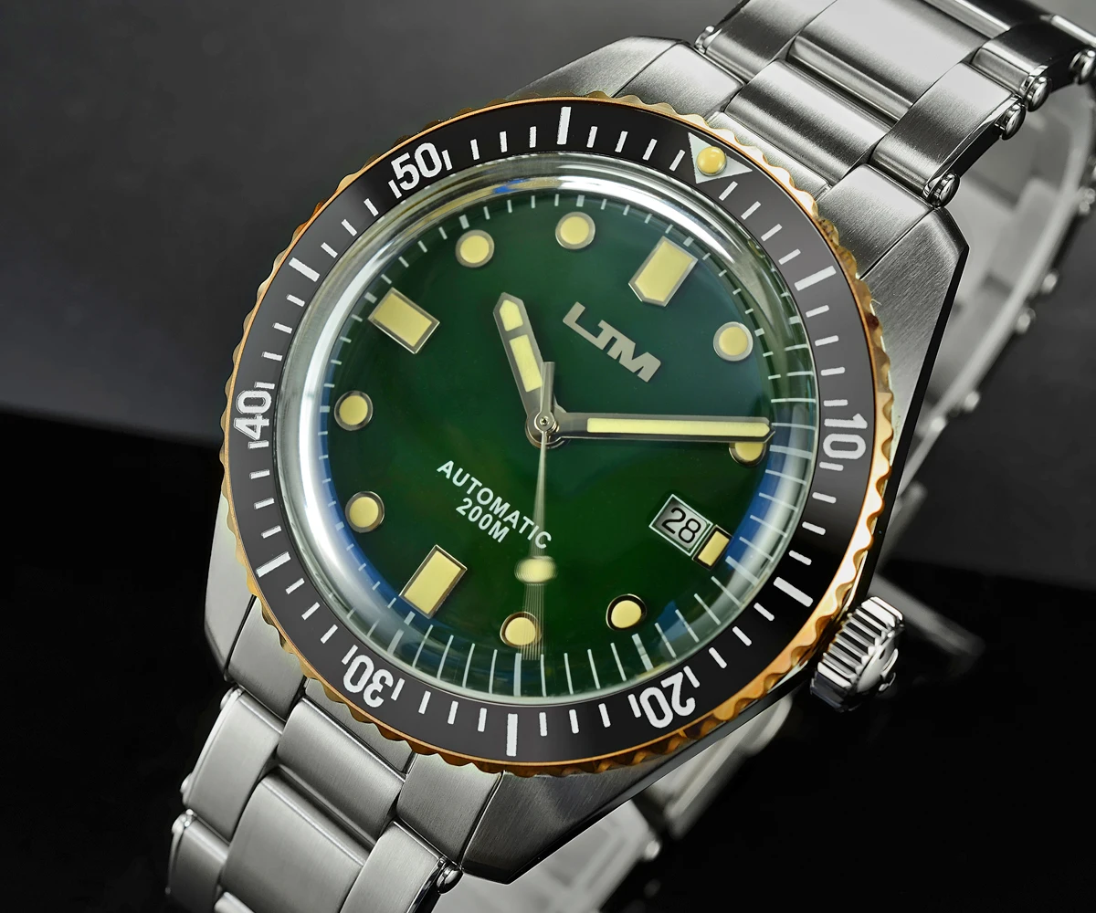 Lugyou San Martin Sea Master Diver Мужские часы автоматические нержавеющая сталь Бронзовый ободок металлический браслет вращающийся супер свечение 20 атм