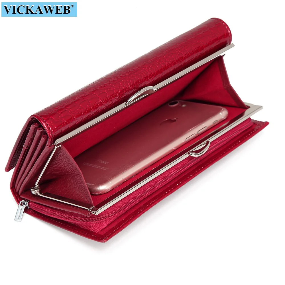 VICKAWEB, женские кошельки и кошельки, длинный плотный кошелек, Женский кошелек из натуральной кожи на молнии и застежке, женский кошелек, модные женские кошельки
