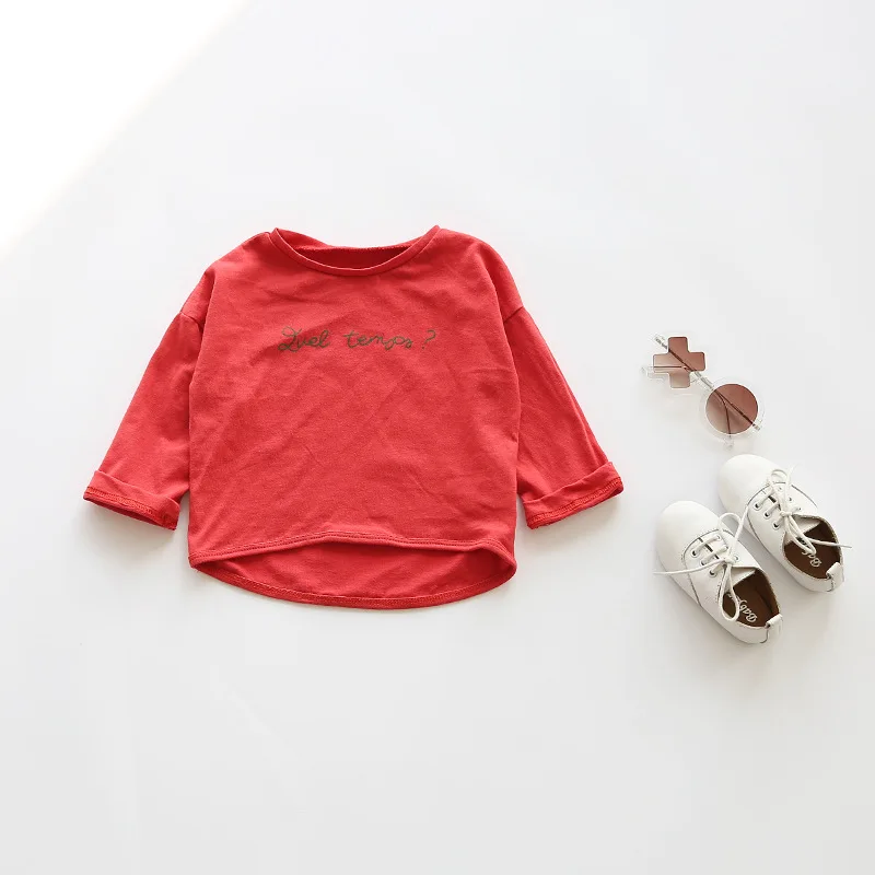 Baby Shirt Long Sleeve Letter Printing Toddler Boys And Girls Irregular Cotton 2018 New Autumn Children's Clothing | Детская одежда