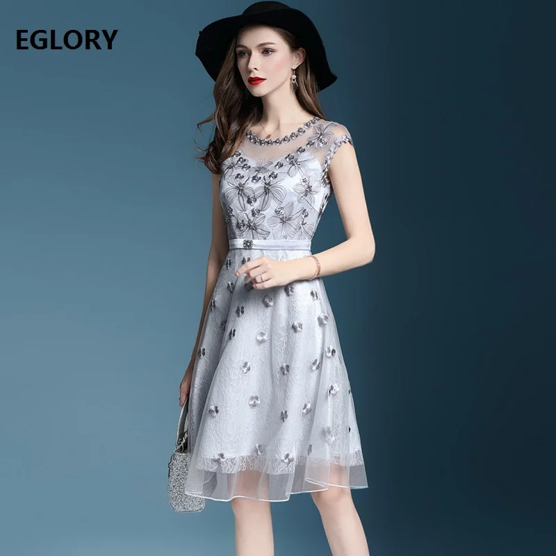 Женское платье с вышивкой модельное винтажное Сетчатое Бохо цветочным принтом и