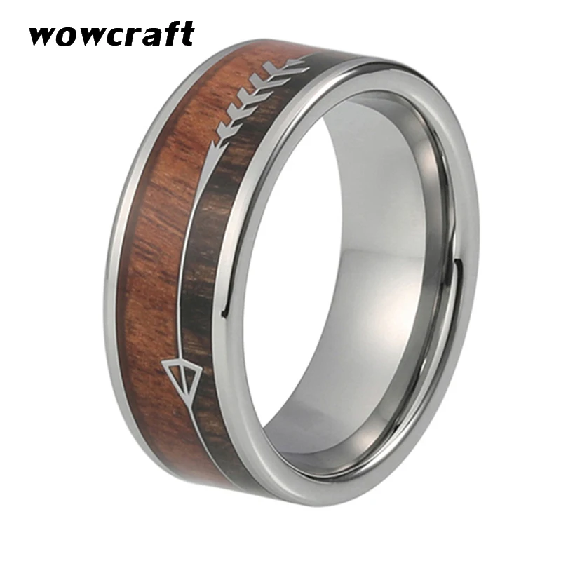 8 мм двойной древесины вольфрам карбида кольцо с сталь стрелка деревянная