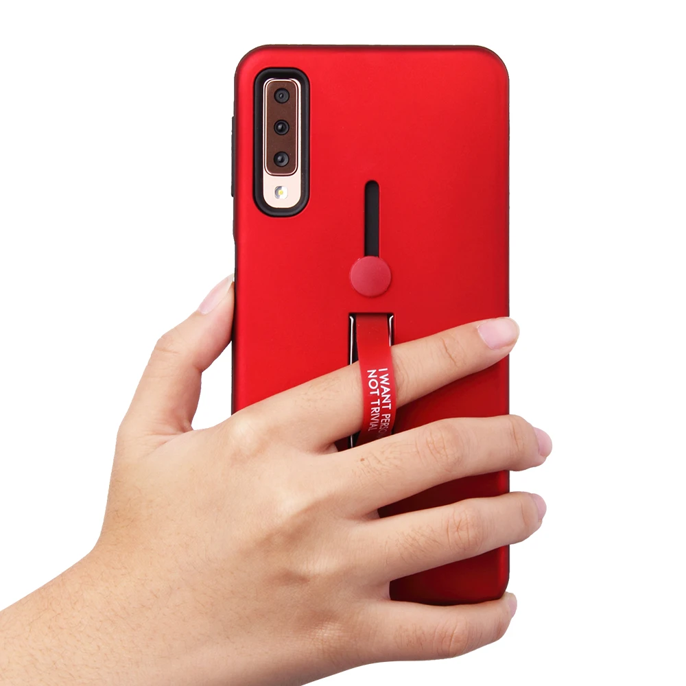 Для Samsung Galaxy A7 2018 A750 Чехол Жесткий ПК с подставкой кольцо защитный чехол на заднюю