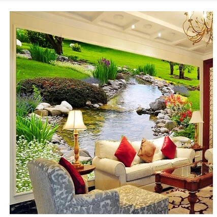 3d обои для гостиной диван ТВ фон настенная бумага трехмерная поток струящаяся