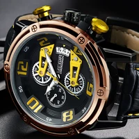 megir mens genuine leather quartz sports watches top brand luxury military stop watch waterproof wrist watch relogio masculino