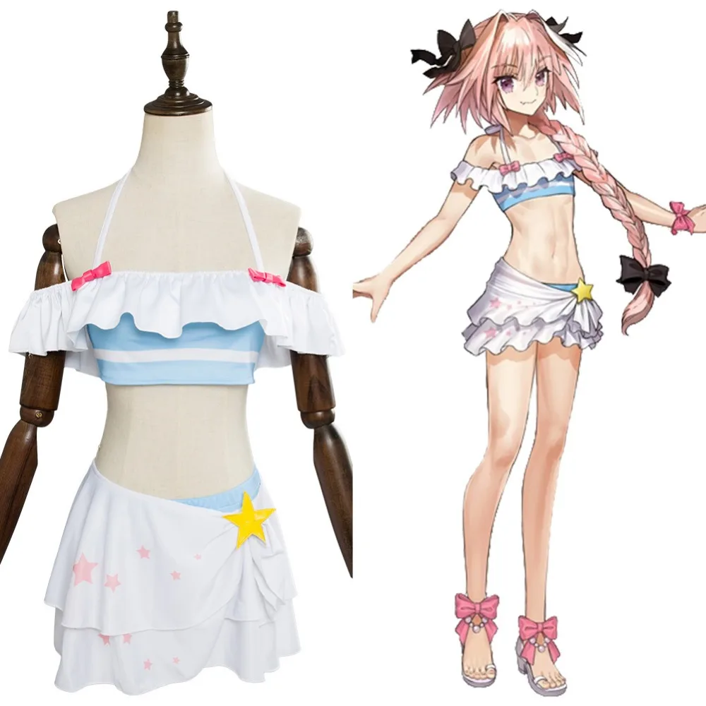 Fate/Extella Link Astolfo Swimsuit Cospaly Costume FGO Swimwear Custom Made Summer Beach Sailor Dress | Тематическая одежда и