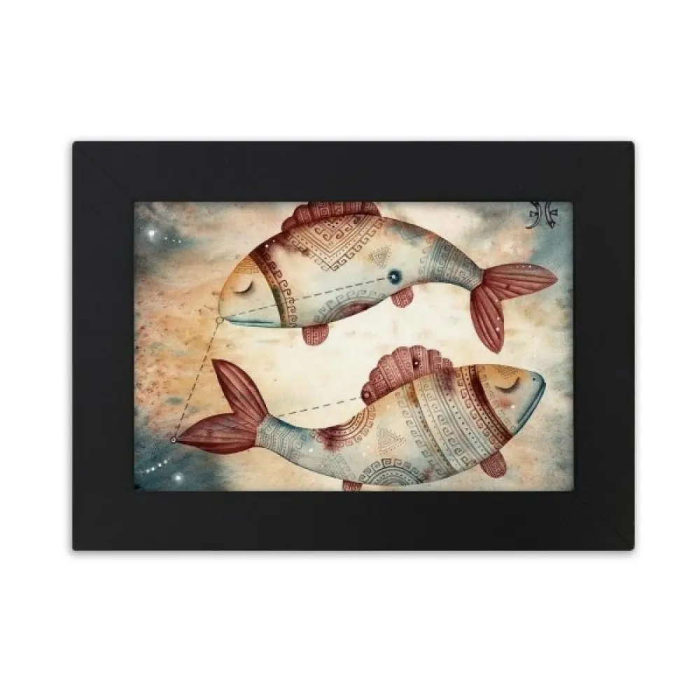 DIYthinker March Pisces Constellation Zodiac Desktop Photo Frame Black Picture Art Painting 5x7 inch | Дом и сад