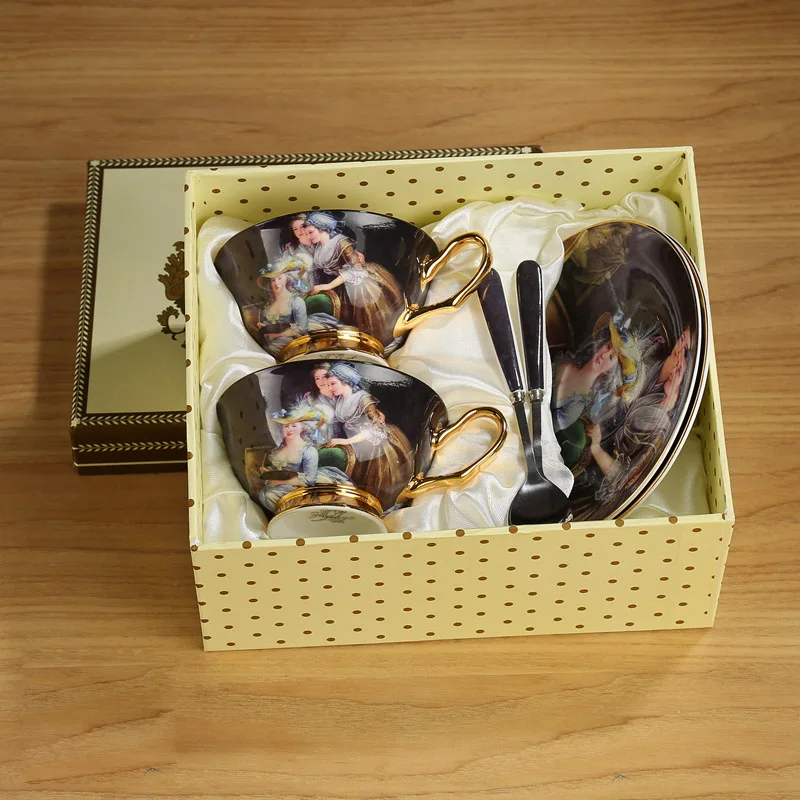 2-piece set Gift box Фарфоровые кофейные чашки Madam Royal из костяного фарфора, набор, английский вечерний чайный набор, чашки и блюдца, Пномпень, керамический чай, вечерние, подарки - Цвет: 2-piece set Gift box