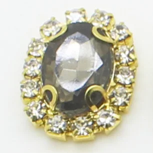 NO.10 LKERAN, 10 шт./лот, 16*20 мм, овальные металлические пуговицы, стразы, акриловые пуговицы, золотые, 4 отверстия, для шитья, сделай сам, ручная работа, украшение для одежды - Цвет: NO.10