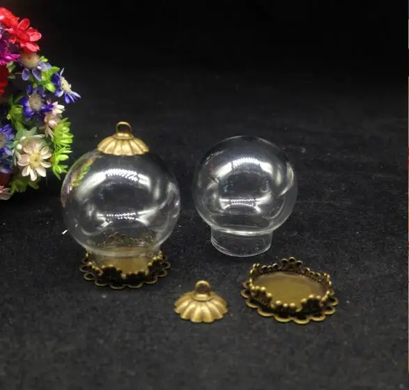 5 шт. стеклянный глобус бронзовое покрытие маленькая Цветочная кружевная основа 8