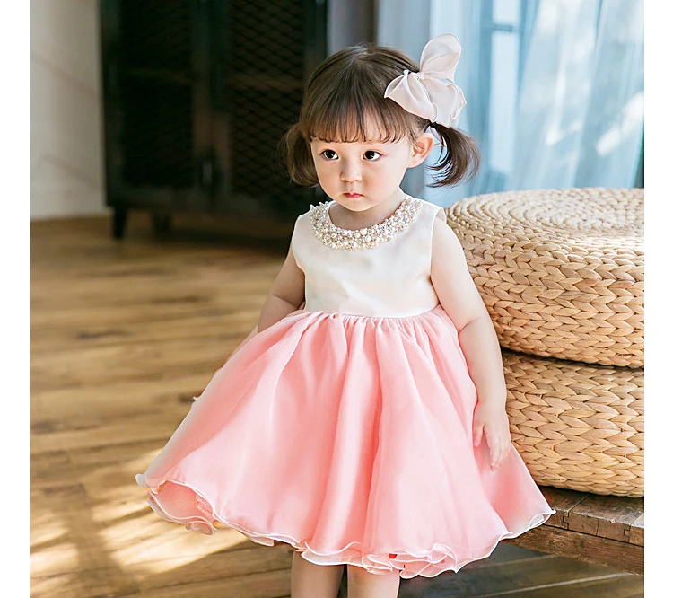 Платье для маленьких девочек высокого качества платье крещения из розового