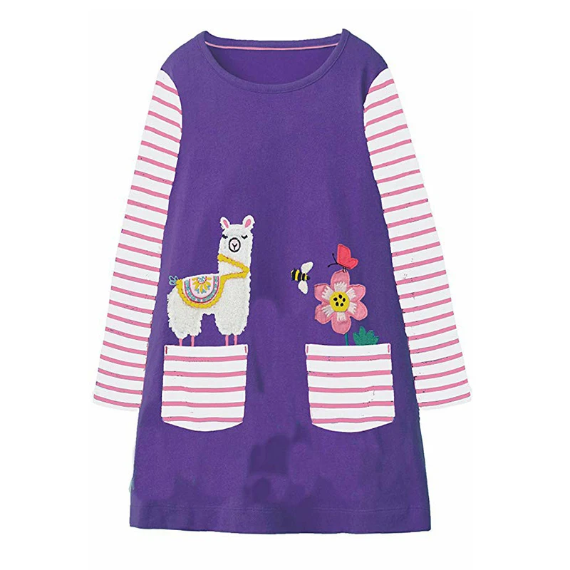 Jumping meters New Christmas Dresses baby girls dress cotton long sleeve applique kids dresses for girl clothing christmas | Детская