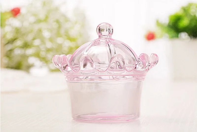 Pink 24 шт./лот пищевая пластиковая коробка для конфет с короной подарочная упаковка ко дню рождения Свадебная вечеринка подарочная коробка - Цвет: Pink