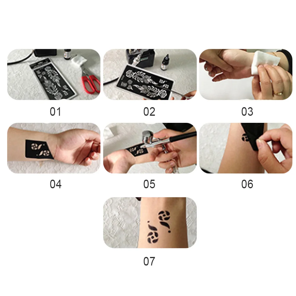 2Pcs/Set Temporary Tattoo stencil 25 designs Body Art Men Women Indian Henna pattern Beauty Waterproof Fake Arm Hand Reuse tatoo