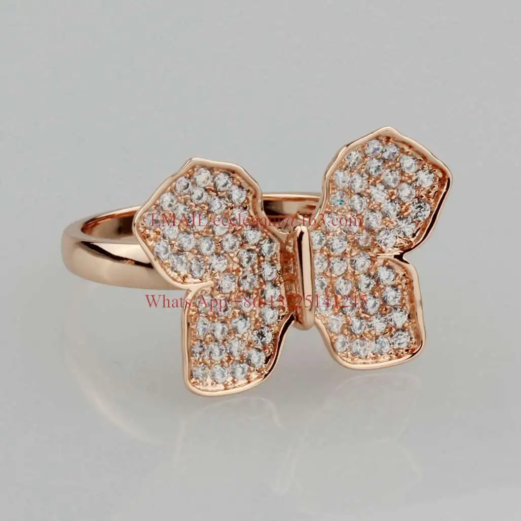 WLR0265 Бесплатная Доставка обручальное бабочка с кристаллом желтое золото