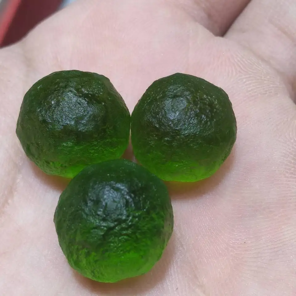 3pcs MOLDAVITE (SPACE GLASS) CZECH REPUBLIC METEORITE IMPACT MINERALS GEMS |