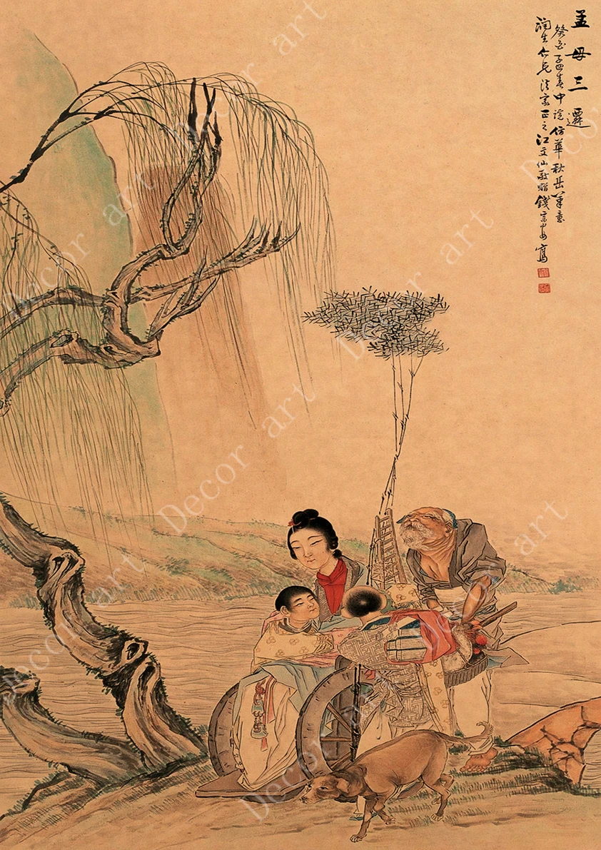 Китайский философ Mencius классический цвет винтажные постеры из крафт-бумаги