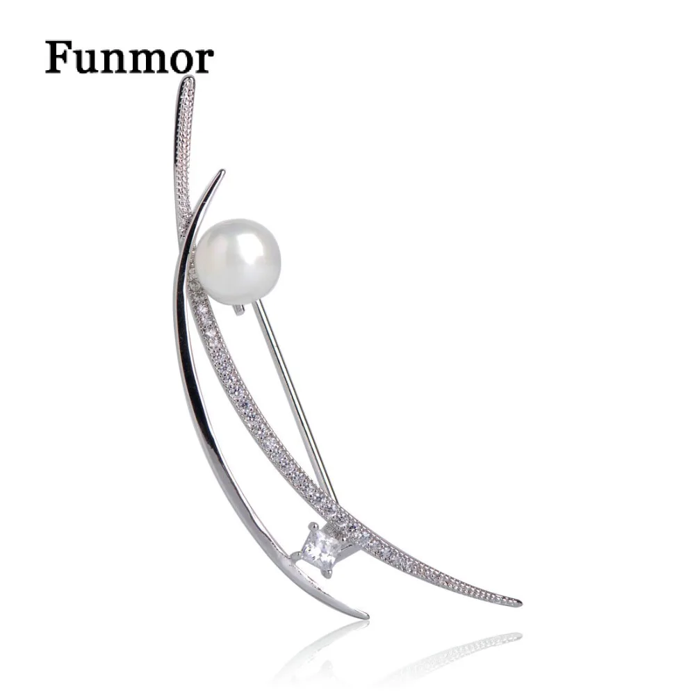 Женская Брошь с искусственным жемчугом FUNMOR брошь серебряного цвета из меди и