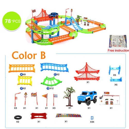 78PCS colorful 78-312 шт DIY универсальные аксессуары для железной дороги Волшебные гоночные дорожки развивающие вагончики игрушки гоночные дорожки автомобиль для детей игрушки подарки - Цвет: 78PCS colorful