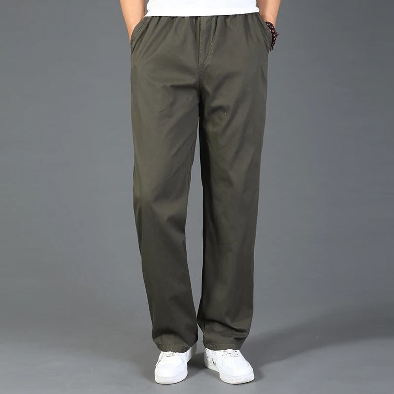 828 dark army color Новое поступление на осень-зиму свободные весенне-осенние прямые casual100% хлопковые штаны на лямках; Спортивный костюм для мужчин, брюки больших размеров XL 2XL 3XL 4XL 5XL 6XL - Цвет: 828 dark army color