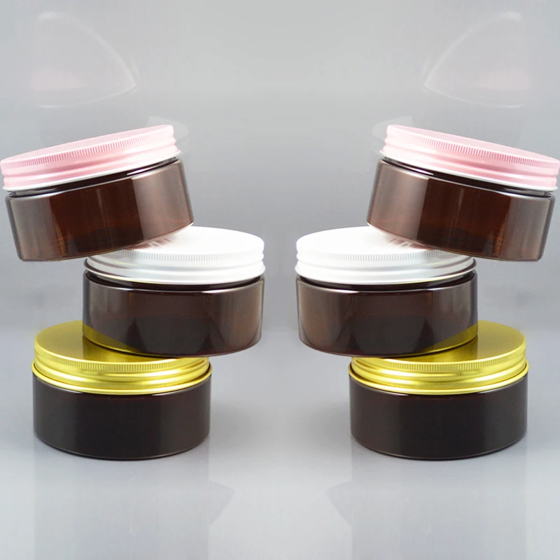 

20X200g Brown Refillable Cream Jar Solid Perfumes Makeup Container Aluminum Screw Cap,200ML DIY Personal Care Packing Container