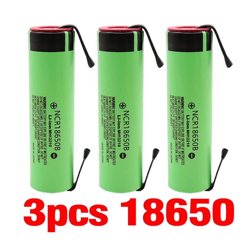 3pcs 3,7 в 3400 мАч 18650 Аккумулятор Перезаряжаемый литиевый аккумулятор NCR18650B подходит для Panasonic батареи DIY никель - Цвет: 3pcs