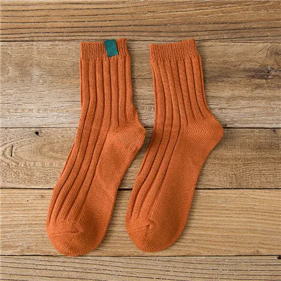 A1079-Orange Высокое качество, новая мода, 1 пара, теплые осенне-зимние стильные Рождественские Зимние женские носки, полосатые носки для женщин, женские забавные носки - Цвет: A1079-Orange