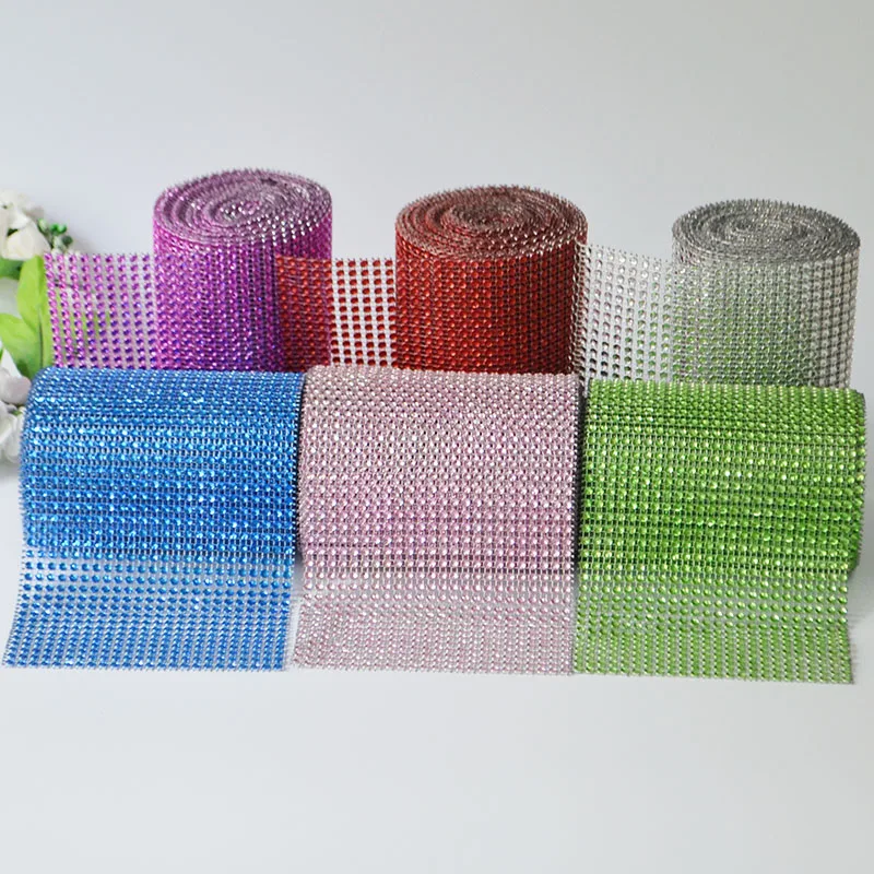 10 ярдов 24 ряда Алмазная сетка оберточная рулон Горячая фиксация горный хрусталь