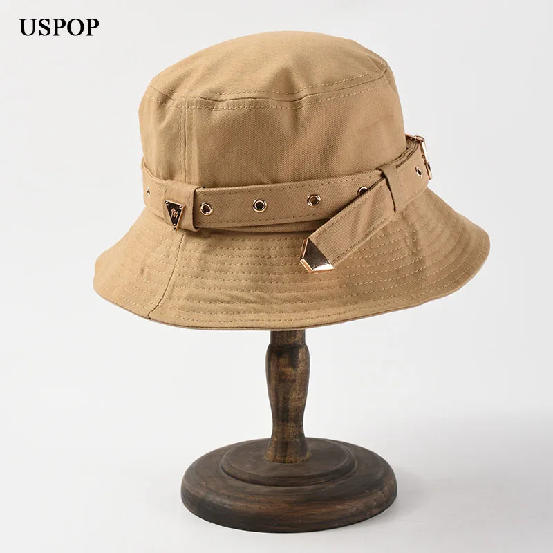 Панама с металлической пряжкой для мужчин и женщин повседневная однотонная