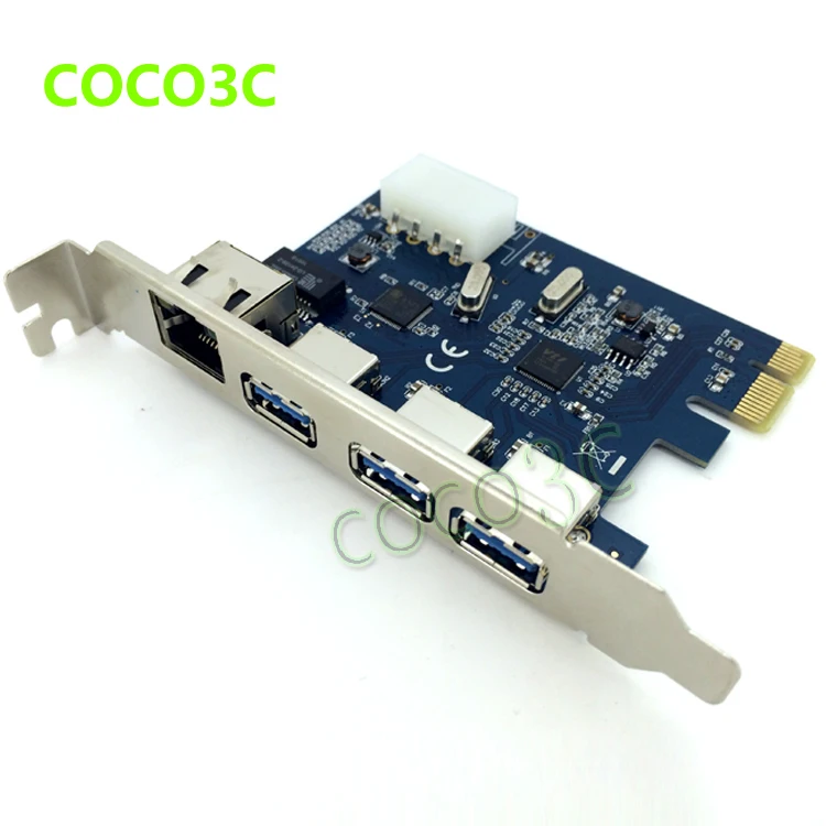 PCI e к внешним 3 портам USB 0 + RJ45 Gigabit Ethernet Сетевая карта USB3.0 1000 м LAN Combo express карта|card