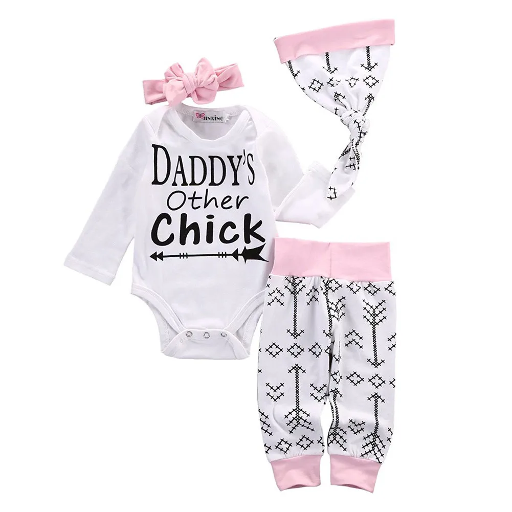 GRNSHTS для новорожденных девочек 4 шт. Father's Day с длинным рукавом наряд штаны