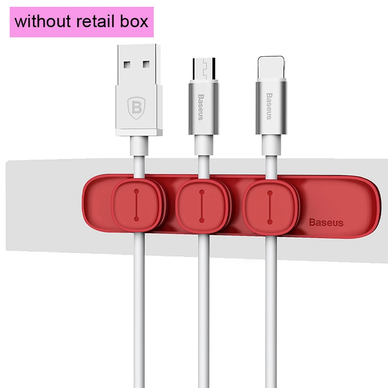 without retail box Baseus Магнитный защитный кабельный зажим Настольный аккуратный Кабельный органайзер USB зарядное устройство Кабельный Держатель автомобильный зарядный Магнитный кабель протектор - Цвет: without retail box