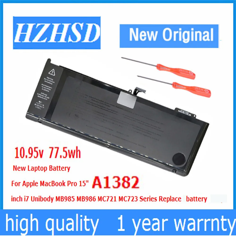 10 95 v 77.5Wh новый оригинальный A1382 ноутбук Батарея для APPLE MacBook Pro 15 &quotA1286 2011 2012 SeriesMC723