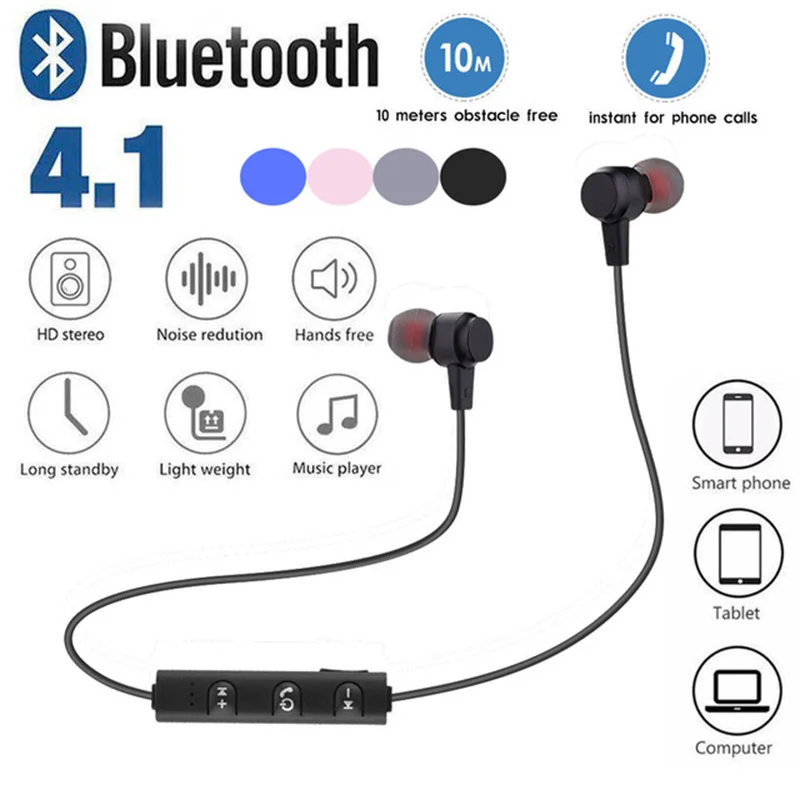 Беспроводные Bluetooth наушники IPX5 водонепроницаемые с шейным ремешком Спортивная